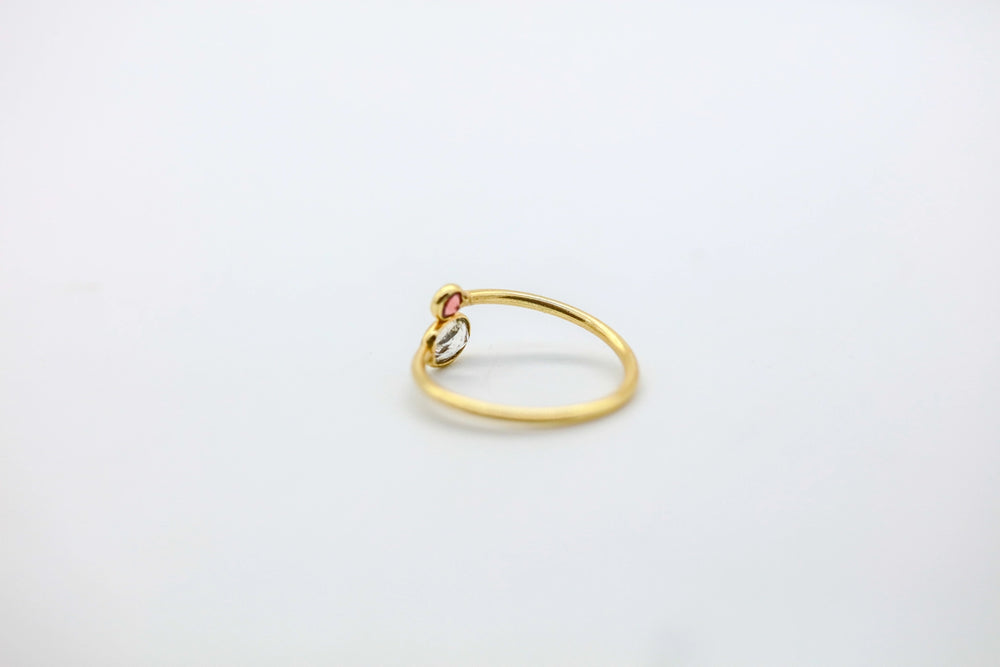 Pink Tourmaline & Natural Diamond Slice Infinity Ring in Gold Vermeil – view 2