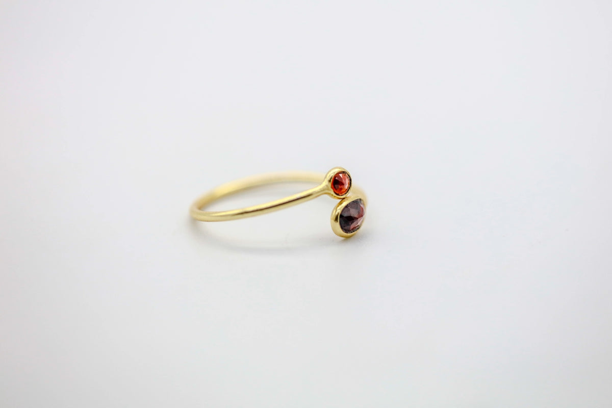 Pink Tourmaline & Natural Diamond Slice Infinity Ring in Gold Vermeil – view 4