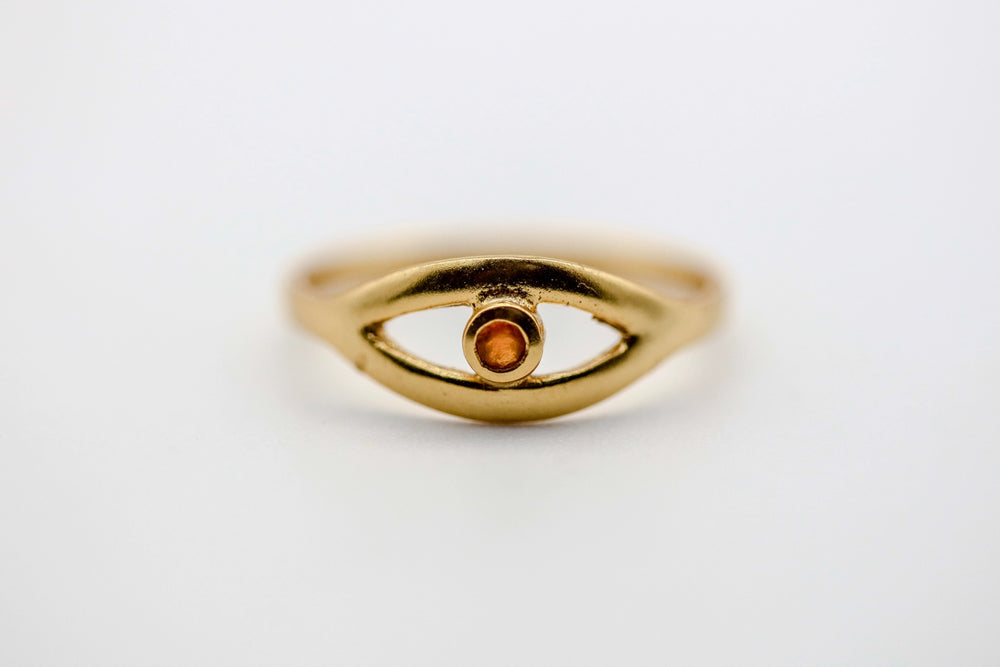 Orange Sapphire Evil Eye Ring by Made Design Jewelry