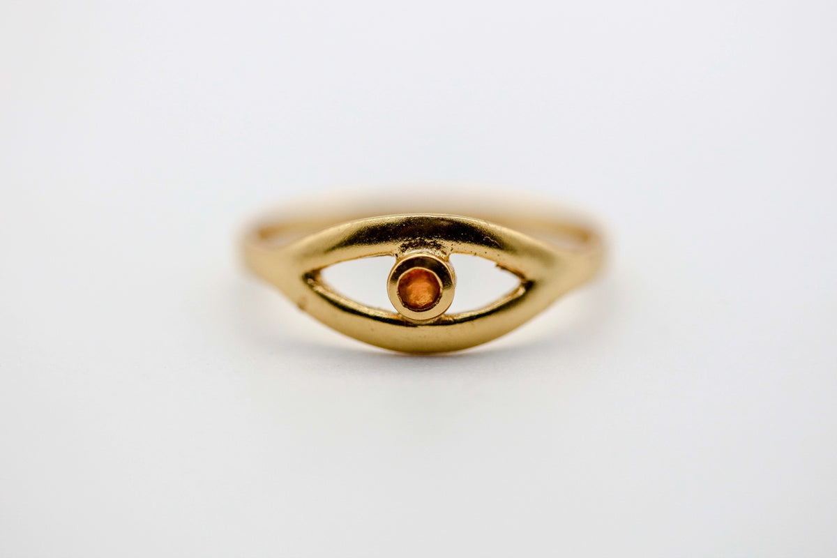 Orange Sapphire Evil Eye Ring by Made Design Jewelry