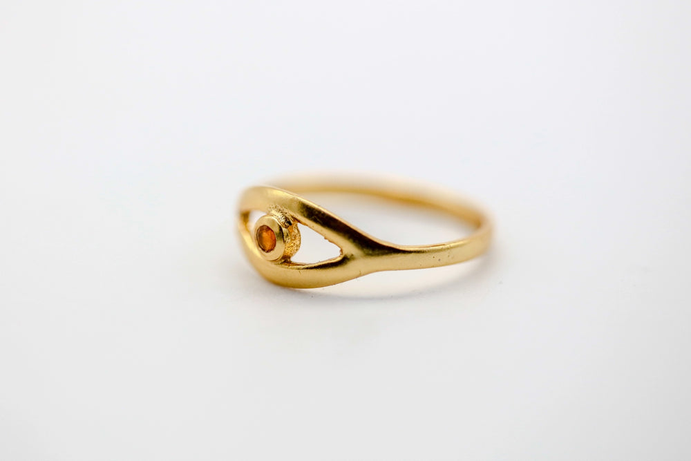 Orange Sapphire Evil Eye Ring – view 2