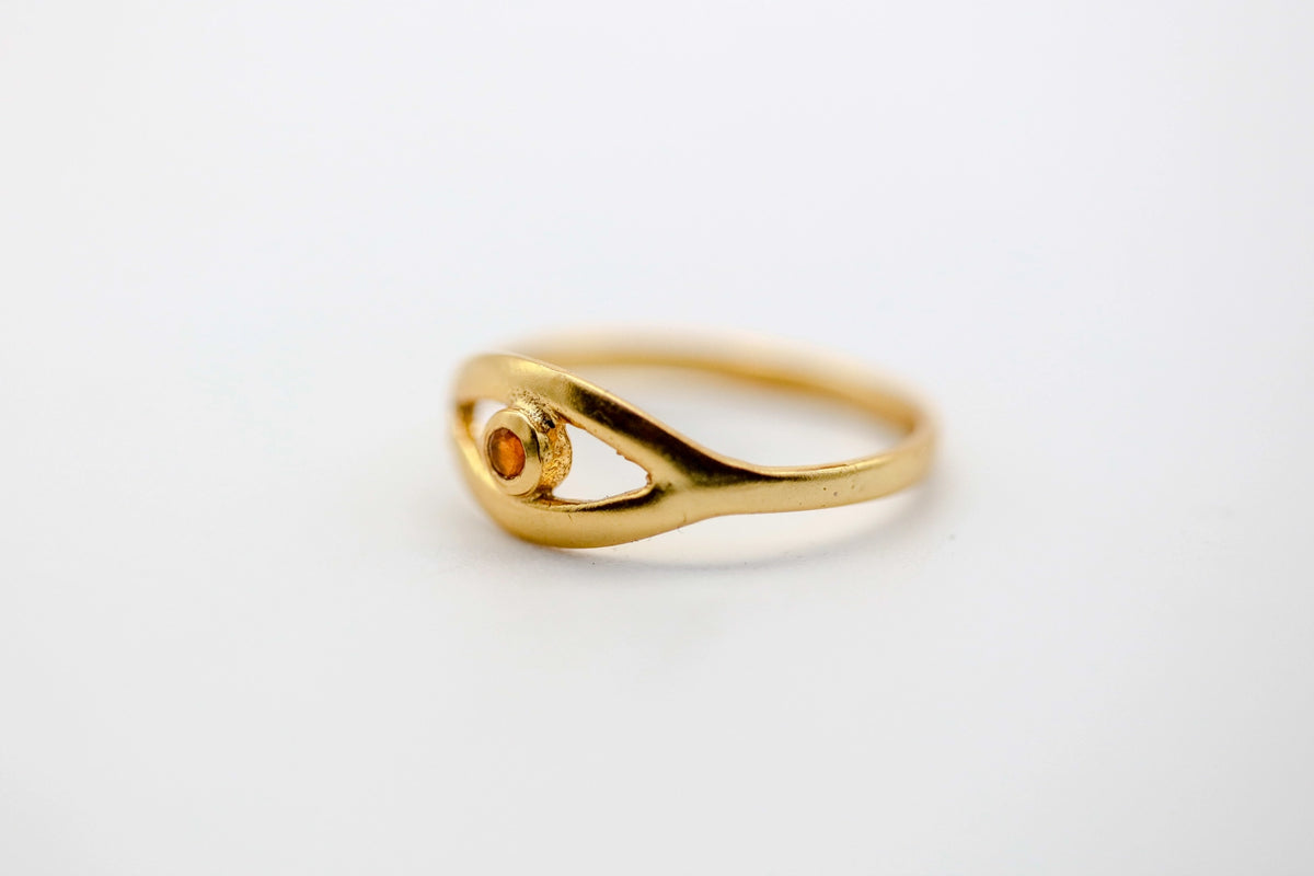 Orange Sapphire Evil Eye Ring – view 2