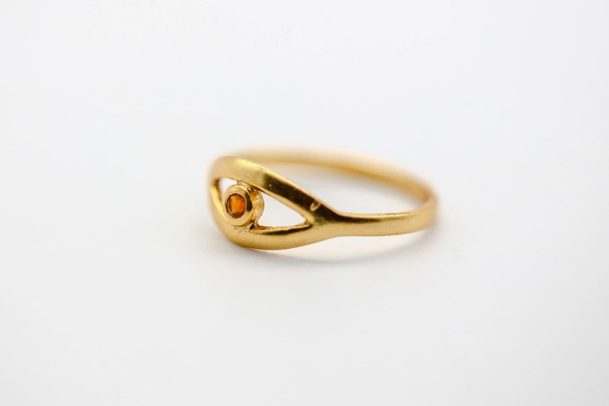 Orange Sapphire Evil Eye Ring – view 6