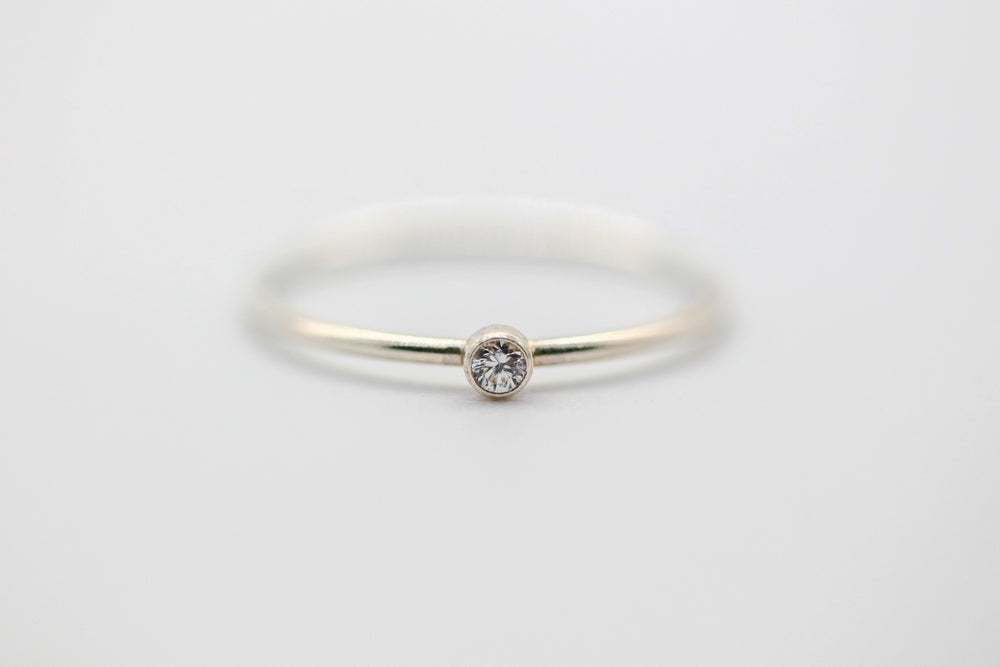 Natural Diamond Solitaire Stacking Ring in Sterling Silver by Made Design Jewelry