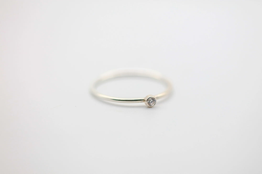 Natural Diamond Solitaire Stacking Ring in Sterling Silver – view 2