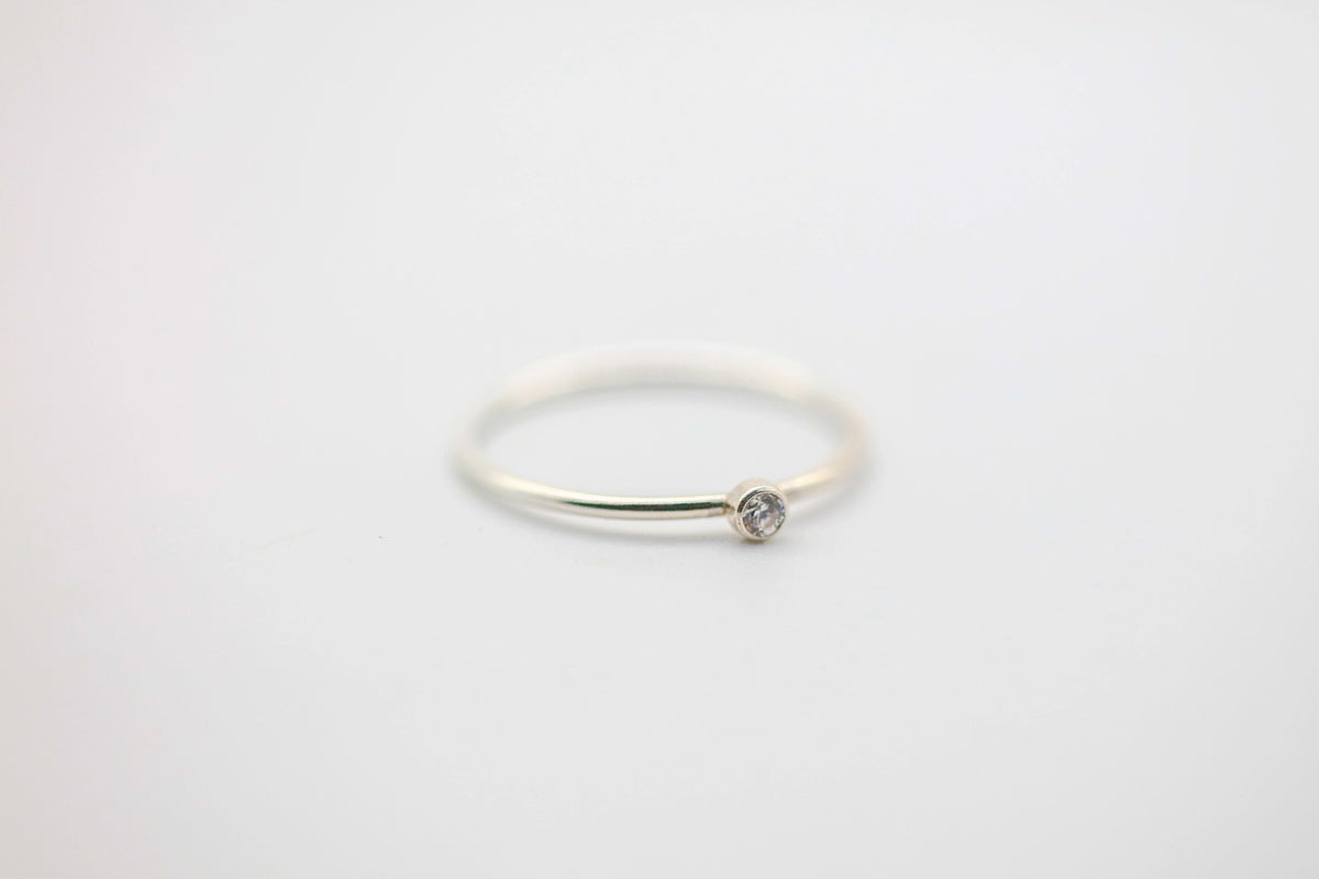 Natural Diamond Solitaire Stacking Ring in Sterling Silver – view 2