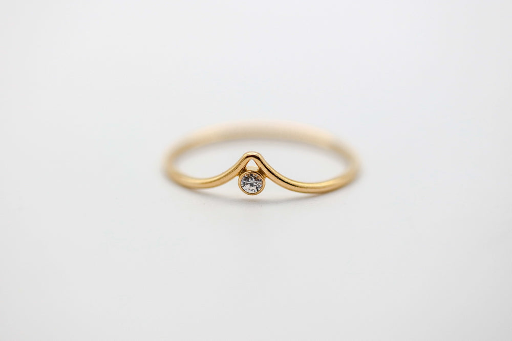 Natural Diamond V Ring in 14K Gold-Filled by Made Design Jewelry