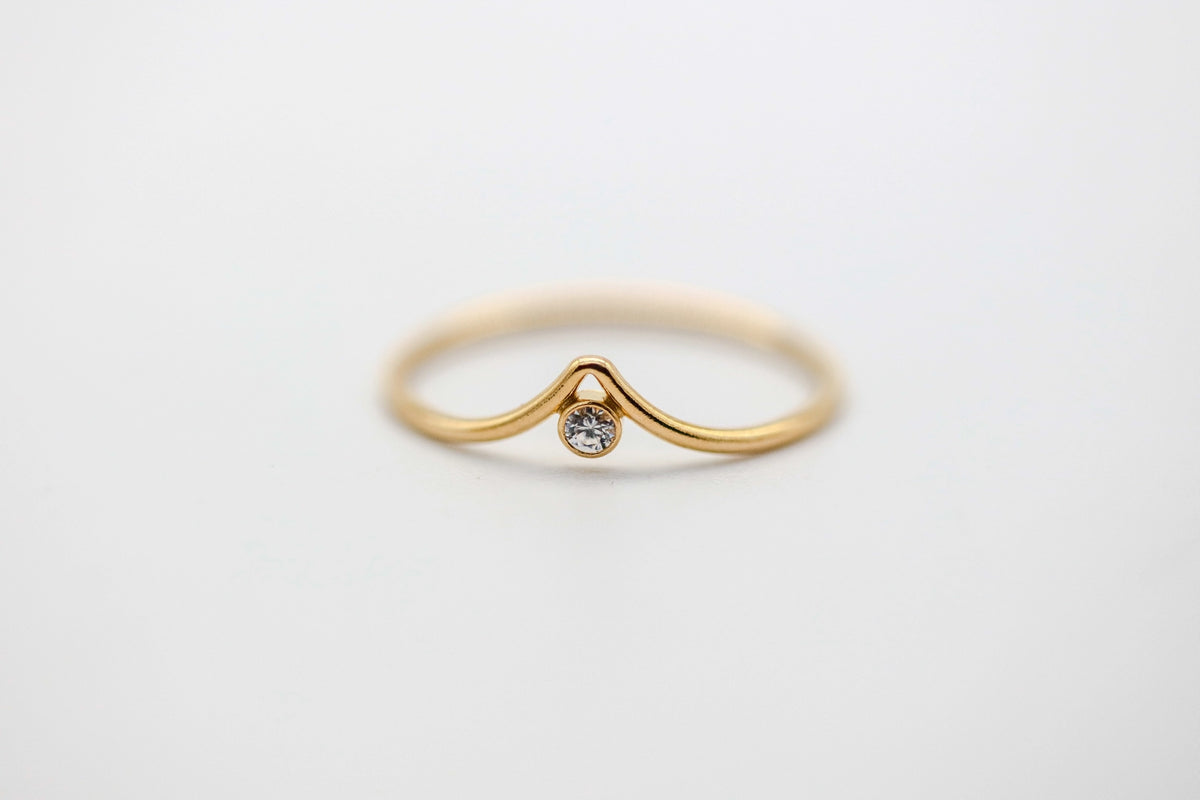 Natural Diamond V Ring in 14K Gold-Filled by Made Design Jewelry