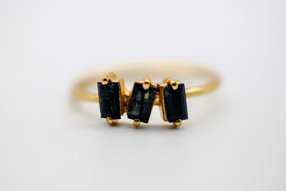 Blue Sapphire Three-Stone Ring by Made Design Jewelry
