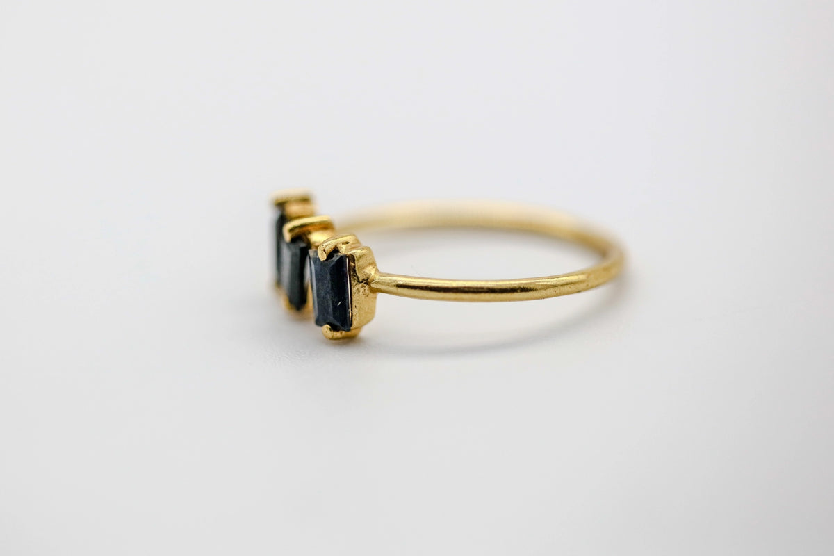Blue Sapphire Three-Stone Ring – view 3