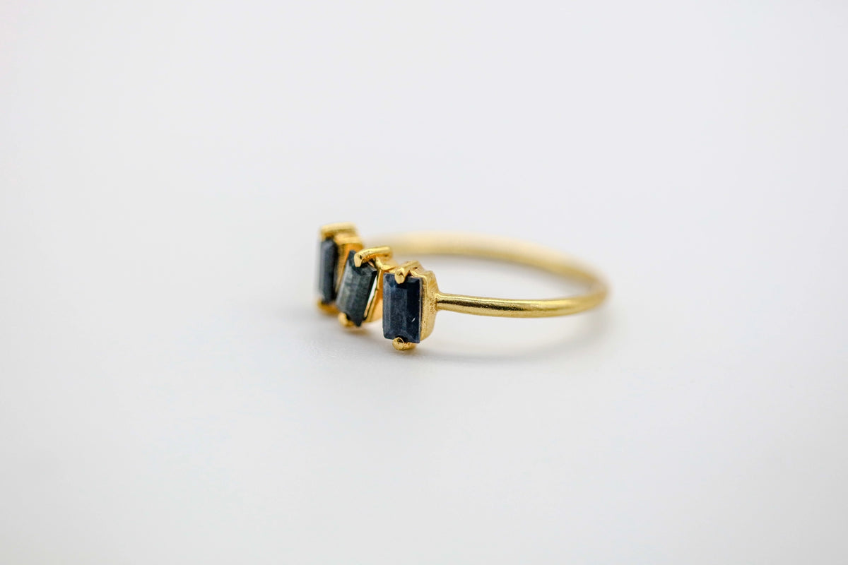 Blue Sapphire Three-Stone Ring – view 6