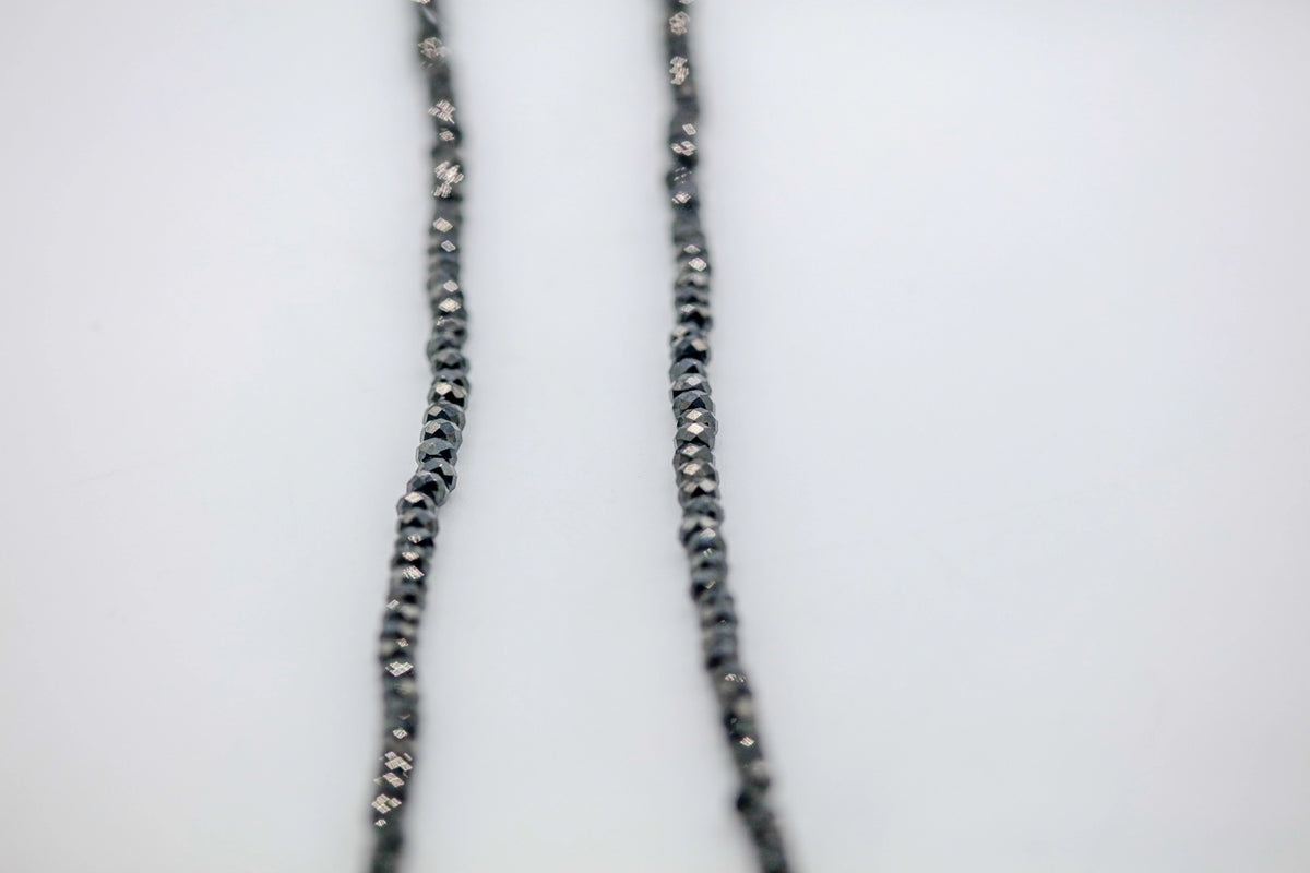 Black Diamond Beaded Necklace in 14K Gold – view 4