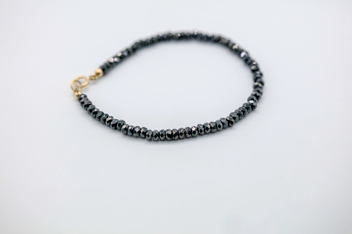 Black Diamond Beaded Bracelet in 14K Gold – view 4