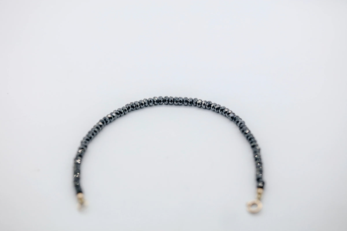 Black Diamond Beaded Bracelet in 14K Gold – view 2