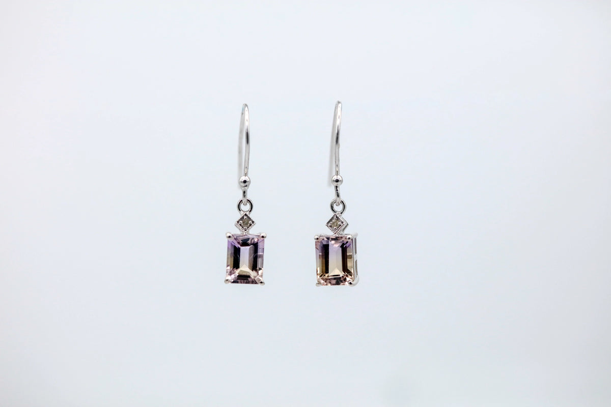 Ametrine Diamond Drop Earrings in Sterling Silver – view 3