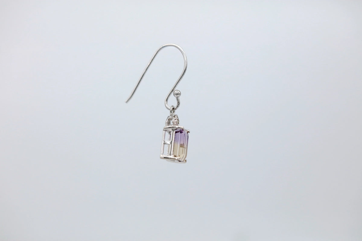 Ametrine Diamond Drop Earrings in Sterling Silver – view 5