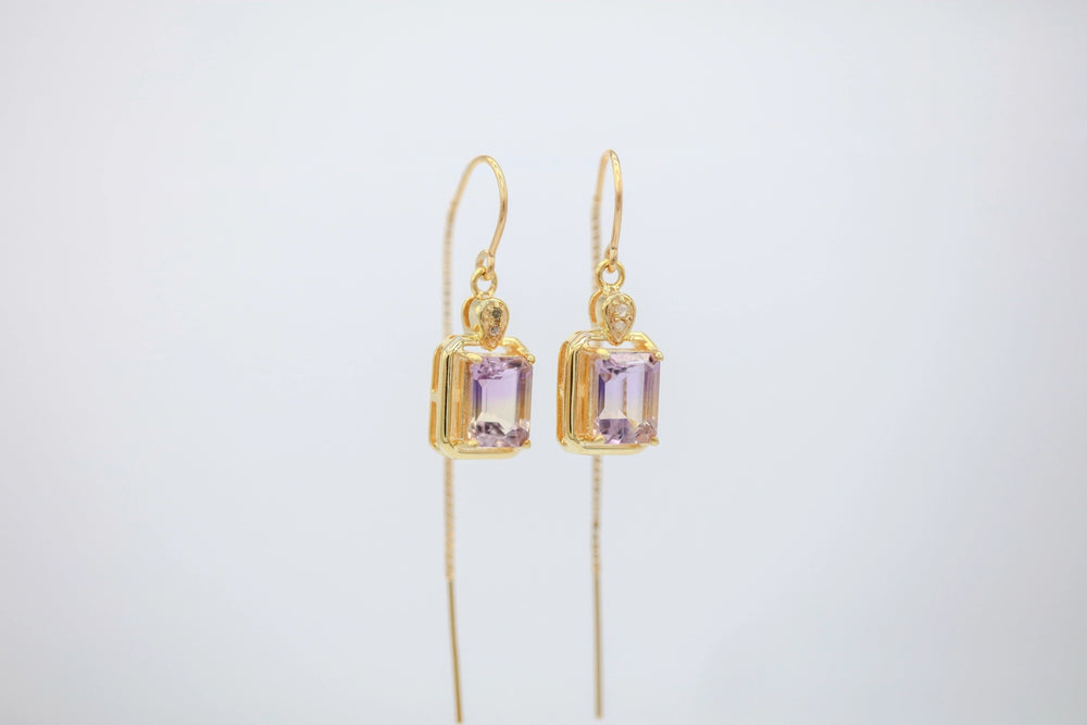 Ametrine Double-Frame Threader Earrings in Gold Vermeil – view 2