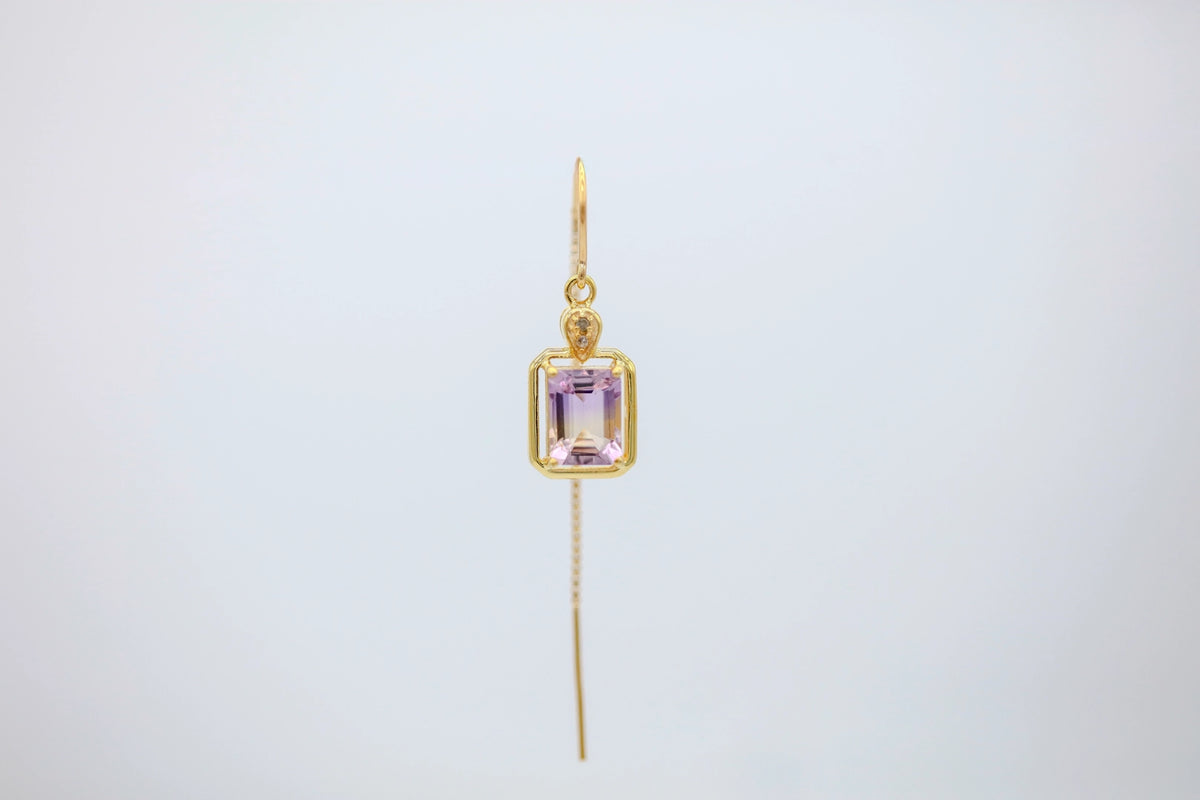 Ametrine Double-Frame Threader Earrings in Gold Vermeil – view 4