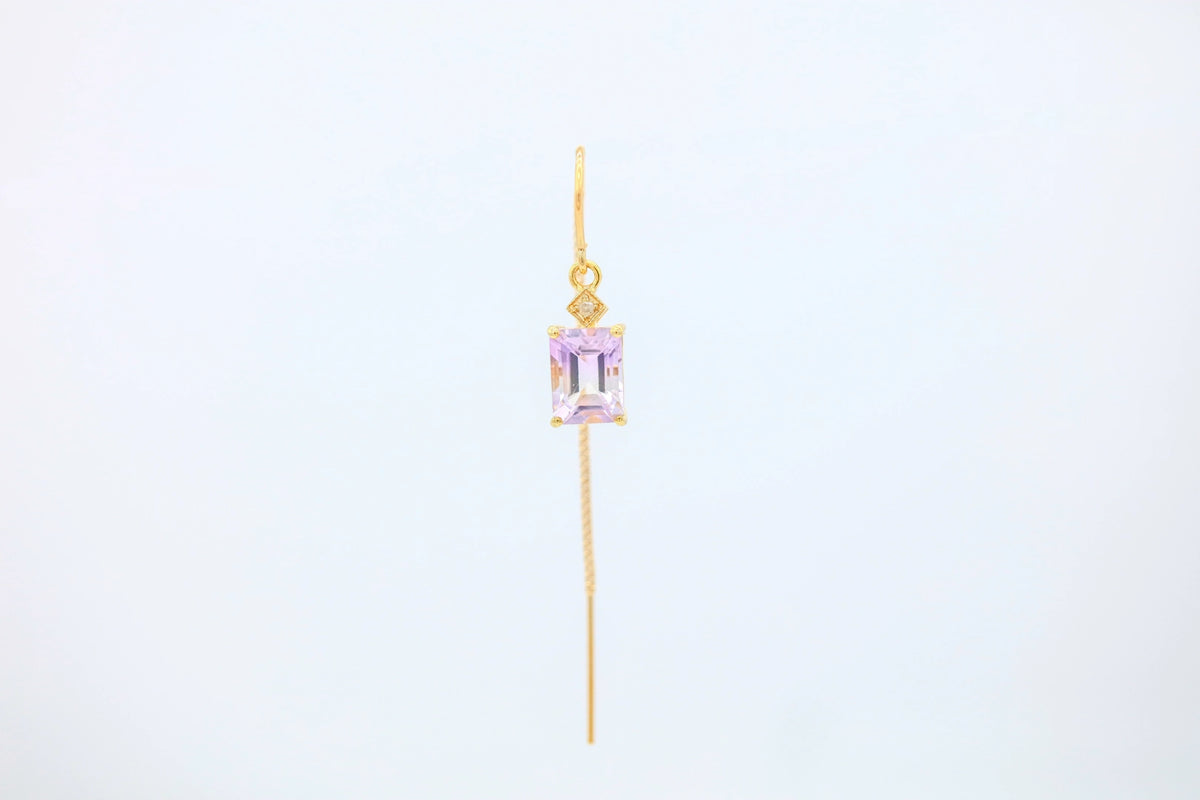 Ametrine Diamond Threader Earrings in Gold Vermeil – view 5