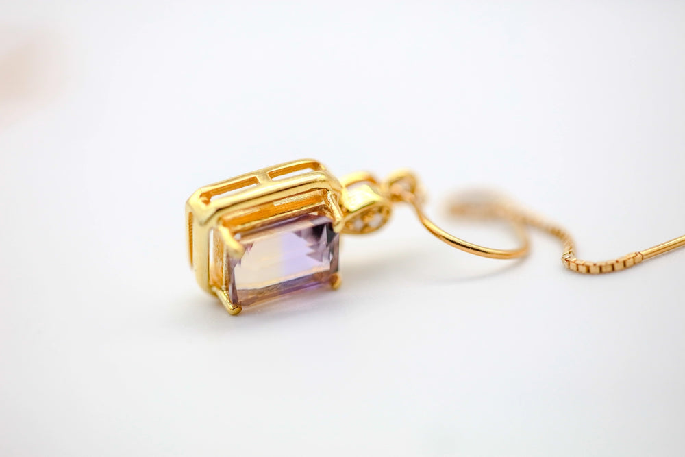 Ametrine Double-Frame Threader Earrings in Gold Vermeil by Made Design Jewelry