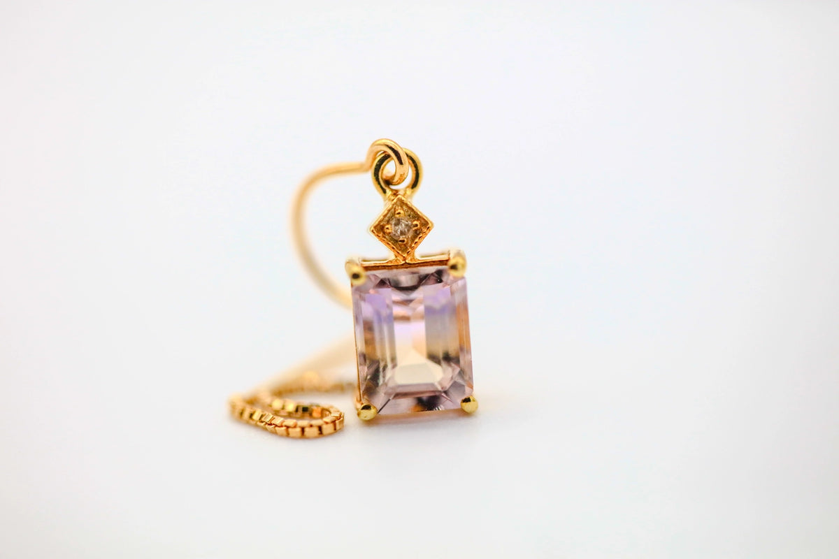 Ametrine Diamond Threader Earrings in Gold Vermeil by Made Design Jewelry