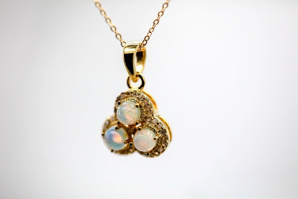 Opal Diamond Cluster Pendant in Gold Vermeil – view 2