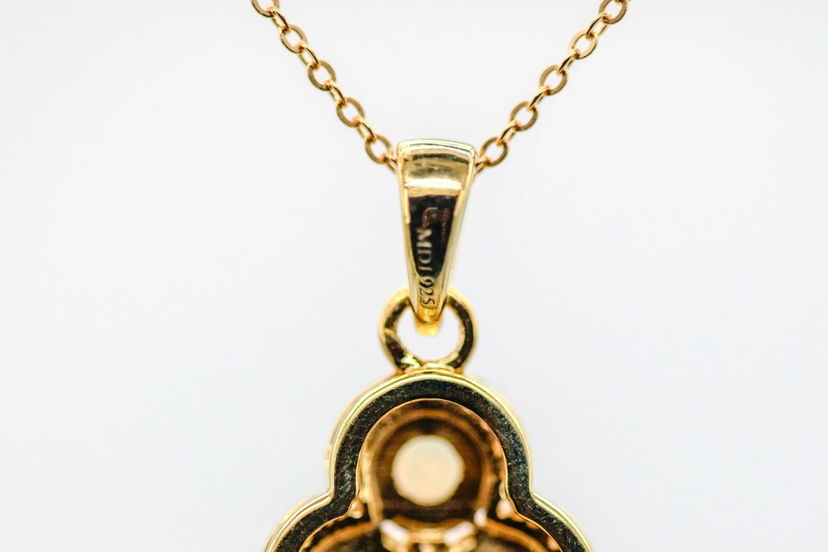 Opal Diamond Cluster Pendant in Gold Vermeil – view 4