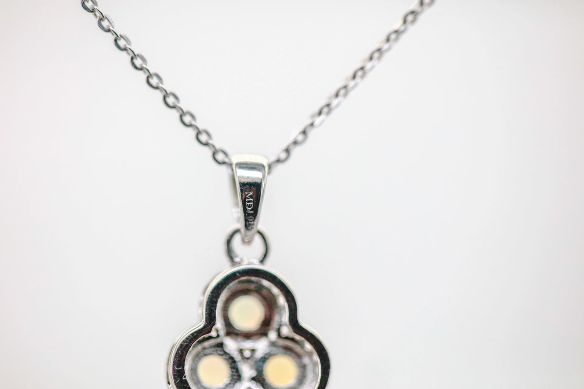 Opal Diamond Cluster Pendant in Sterling Silver – view 3