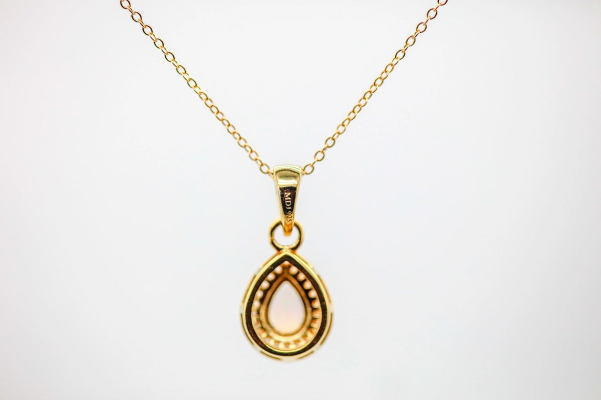 Opal Diamond Halo Pendant in Gold Vermeil – view 3