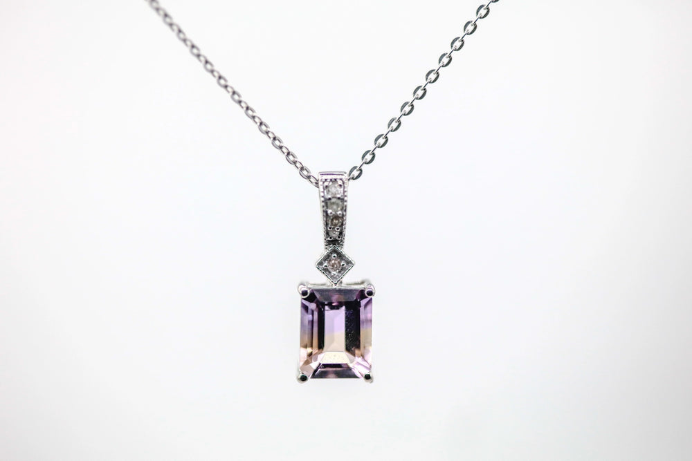 Ametrine Diamond Pendant in Sterling Silver – view 2