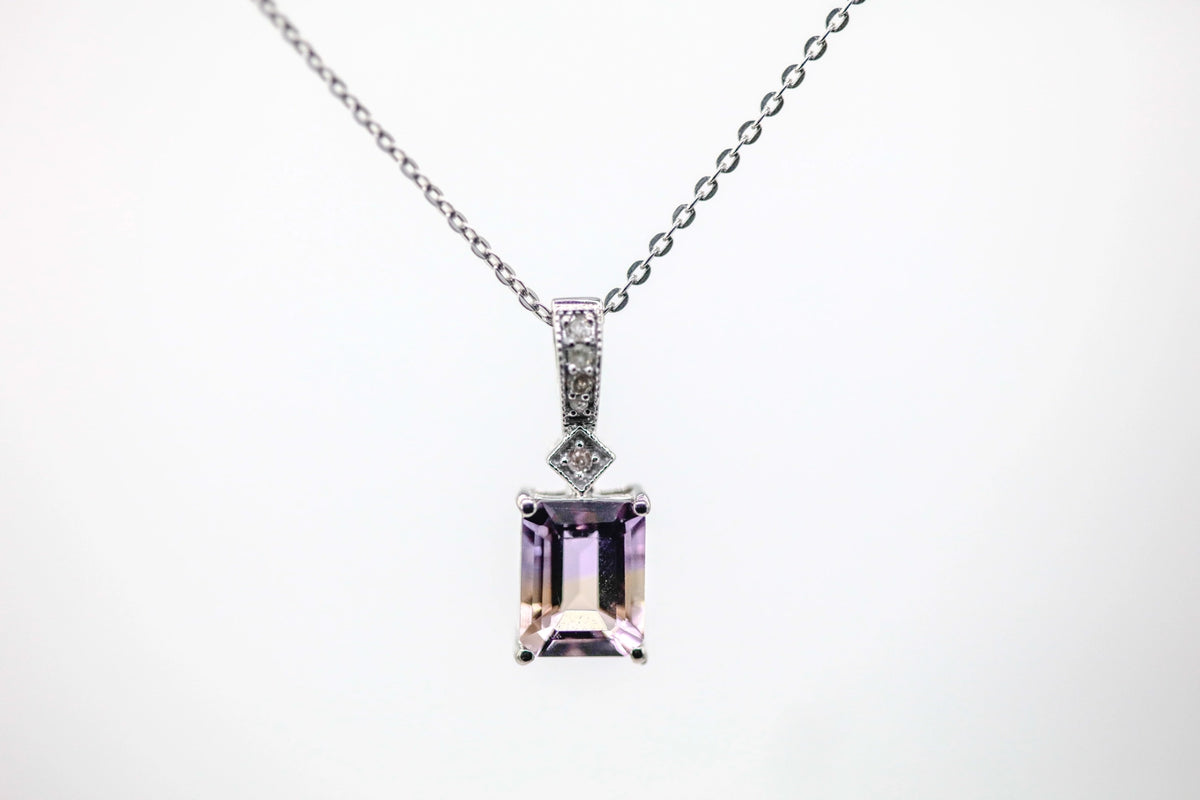 Ametrine Diamond Pendant in Sterling Silver – view 2