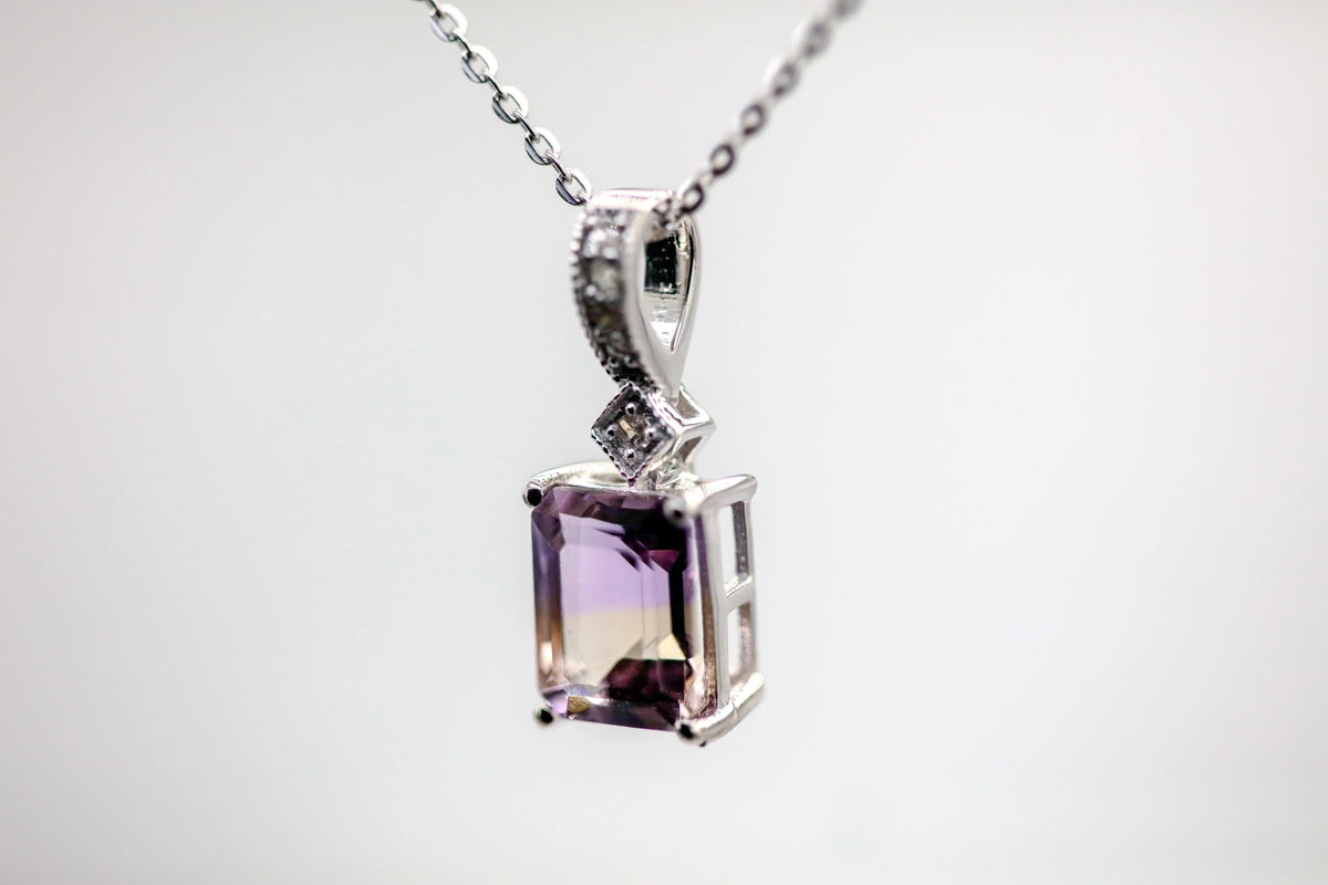 Ametrine Diamond Pendant in Sterling Silver by Made Design Jewelry