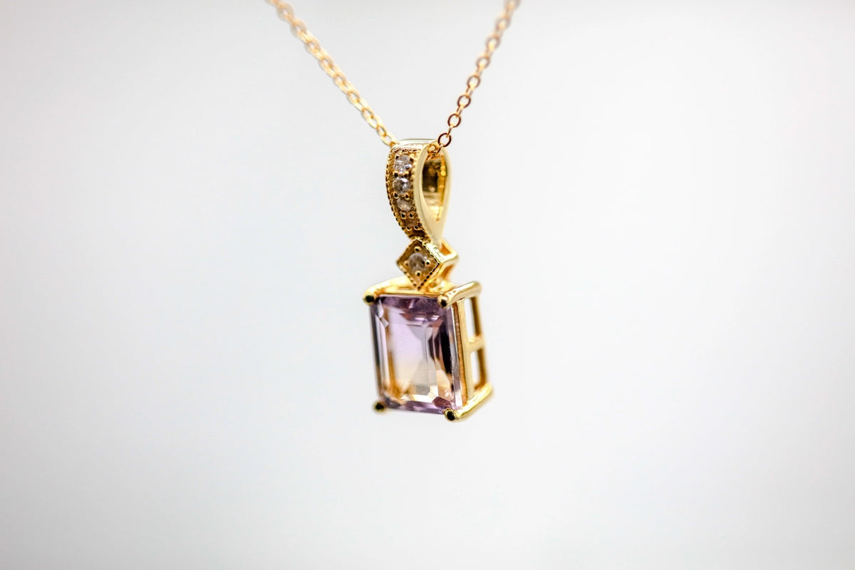 Ametrine Diamond Pendant in Gold Vermeil – view 2