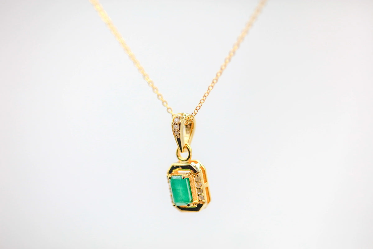Colombian Emerald Pendant in Gold Vermeil – view 3