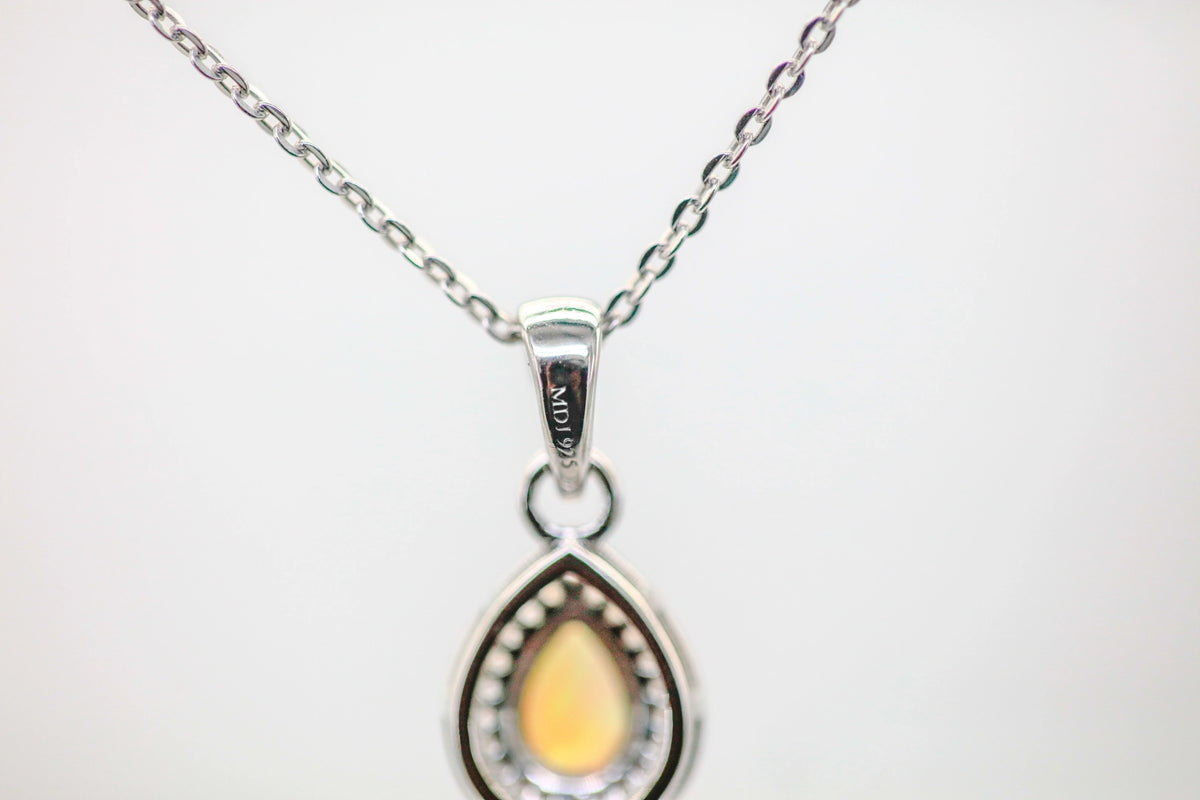 Opal Diamond Halo Pendant in Sterling Silver – view 3