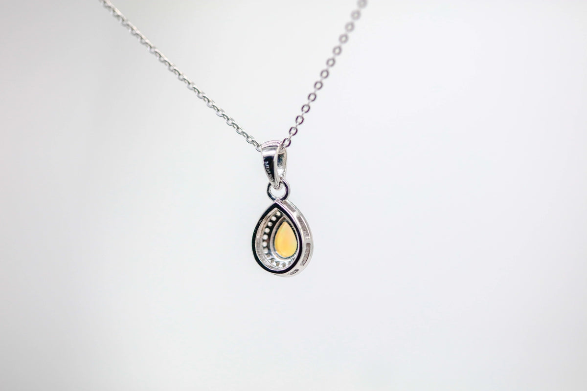 Opal Diamond Halo Pendant in Sterling Silver – view 4
