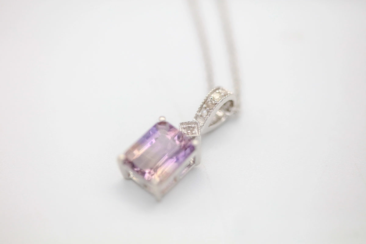 Ametrine Diamond Pendant in Sterling Silver – view 3
