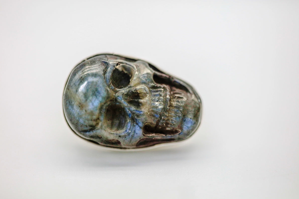 Labradorite Skull One of One Hat Pin – view 3