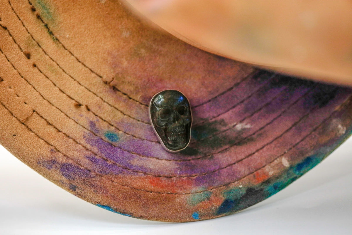 Labradorite Skull One of One Hat Pin – view 6