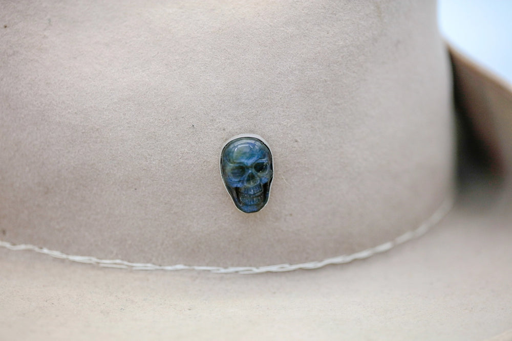 Labradorite Skull One of One Hat Pin – view 2