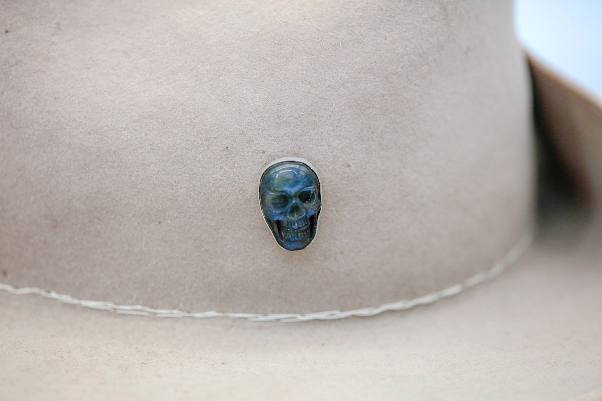 Labradorite Skull One of One Hat Pin – view 2