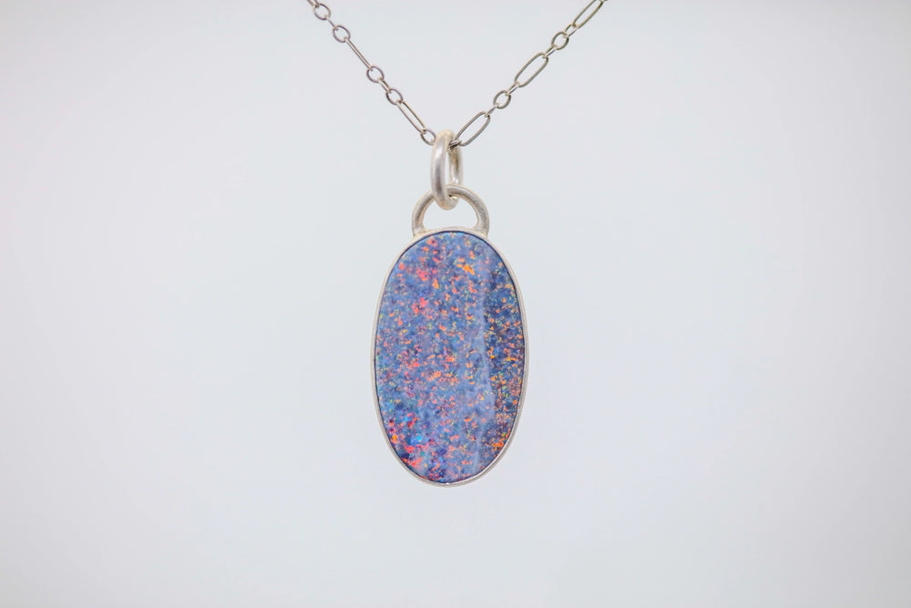 Small Australian Opal Oval One of One Pendant by Made Design Jewelry