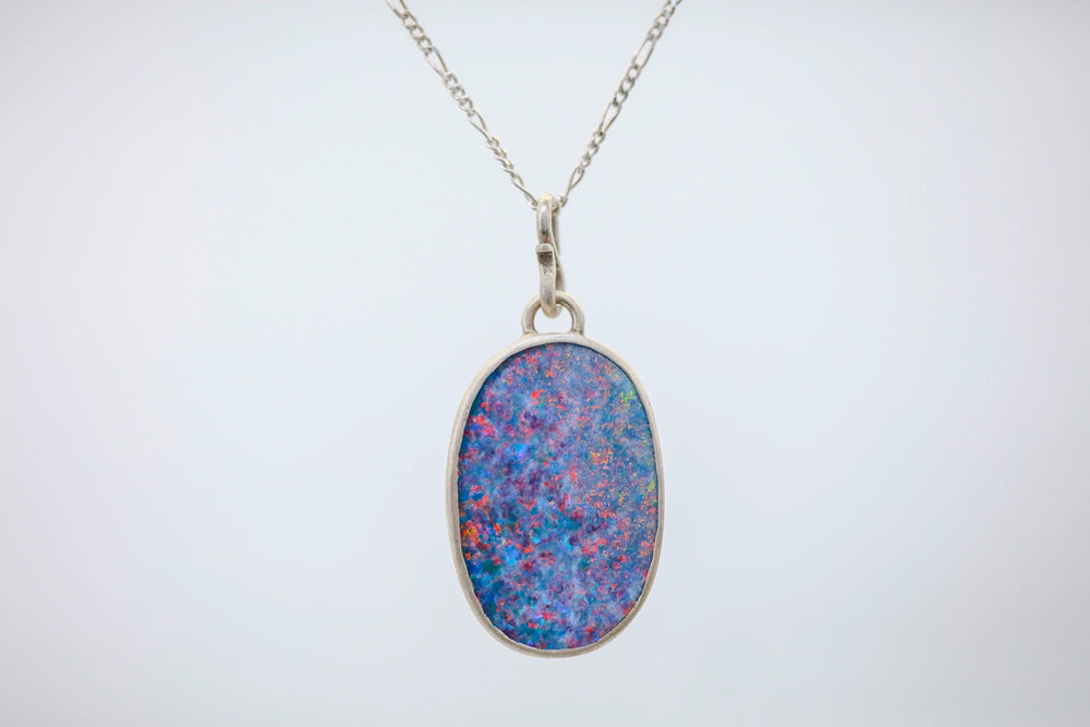 Large Australian Opal Oval One of One Pendant by Made Design Jewelry