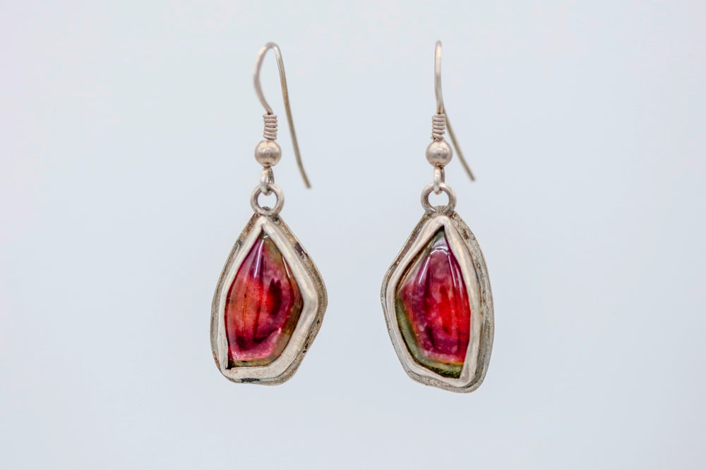 Watermelon Tourmaline One of One Drop Earrings by Made Design Jewelry