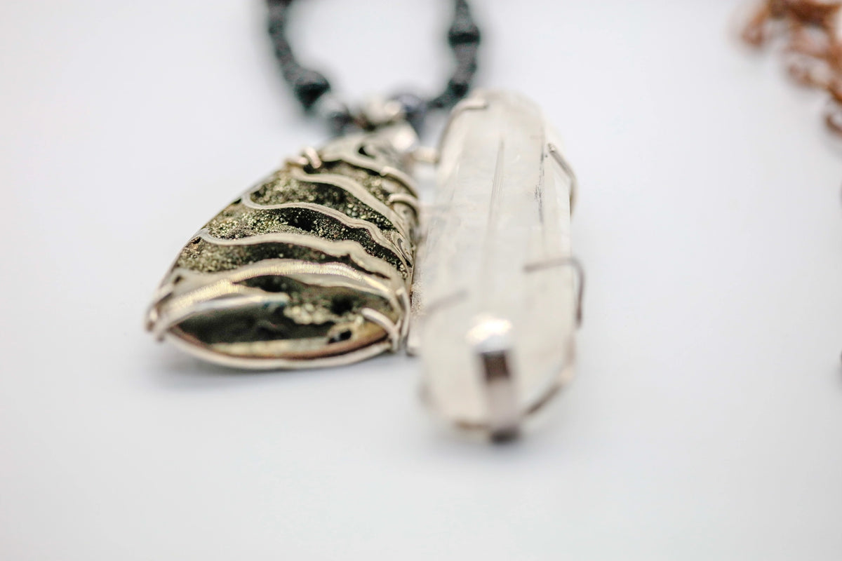 Black Kyanite & Clear Quartz One of One Pendant – view 3