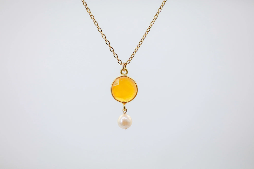Citrine & Pearl Drop Pendant by Made Design Jewelry