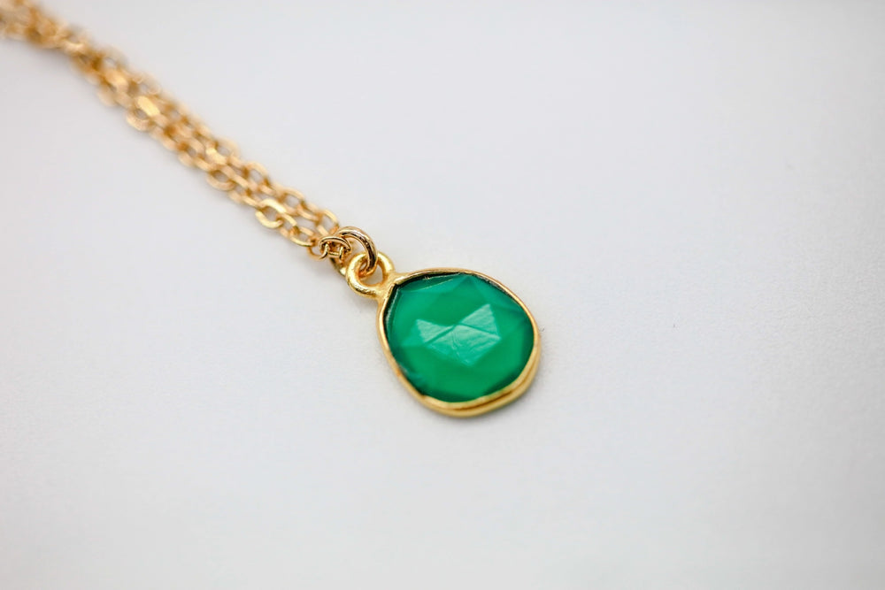 Green Onyx Teardrop Pendant by Made Design Jewelry