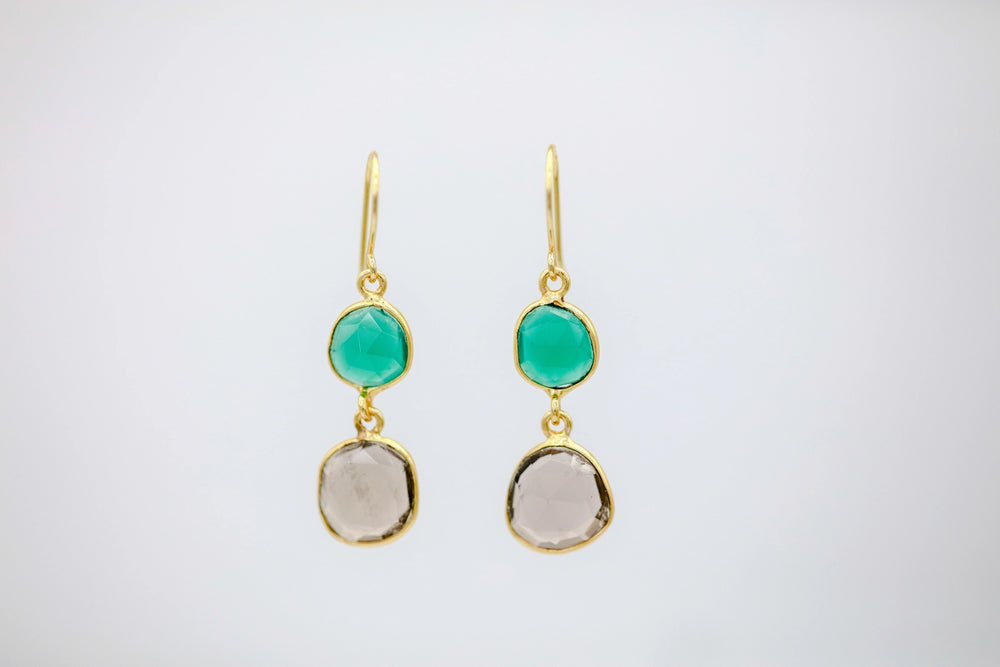 Green Onyx & Smoky Quartz Drop Earrings – view 2