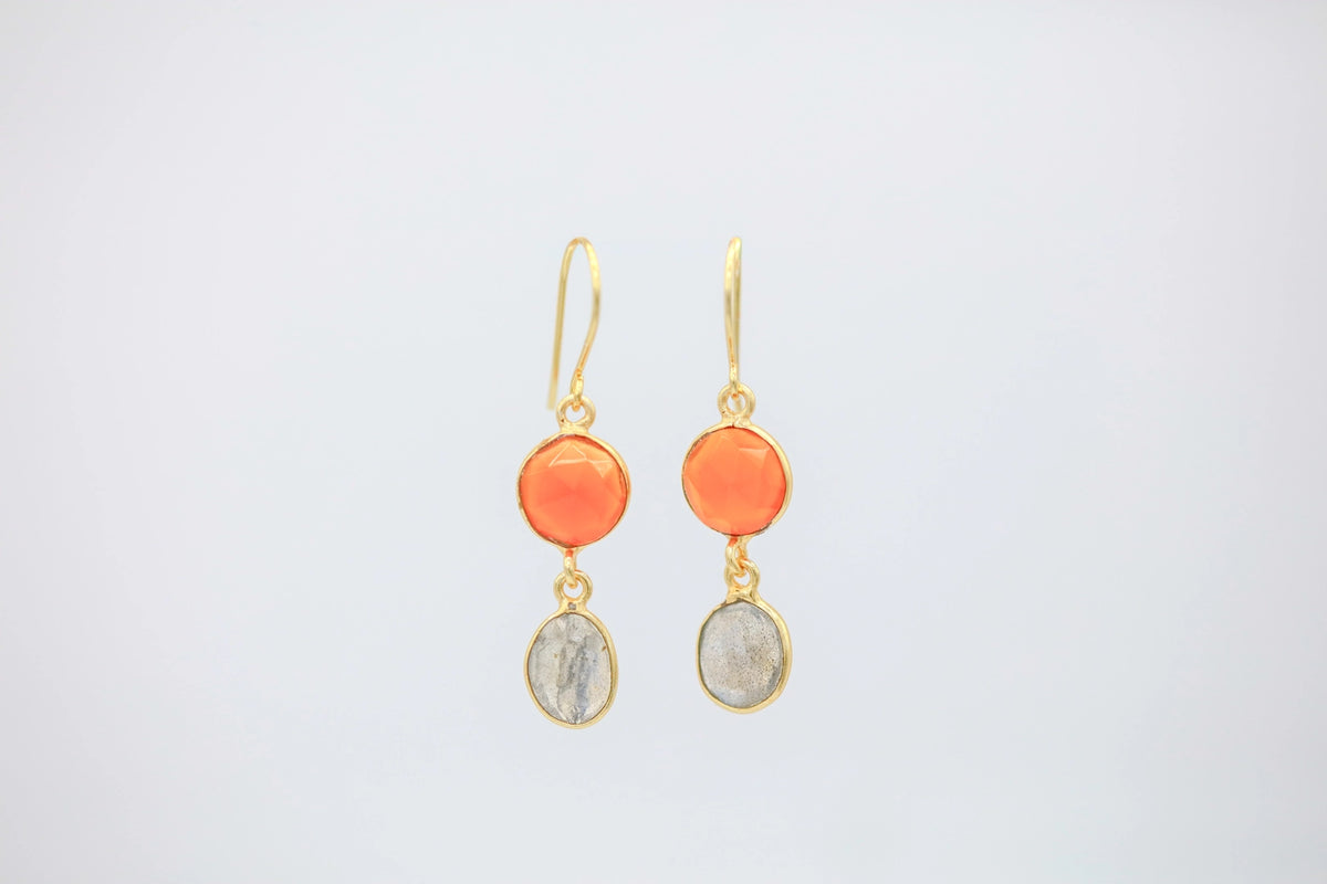 Carnelian & Labradorite Drop Earrings – view 3