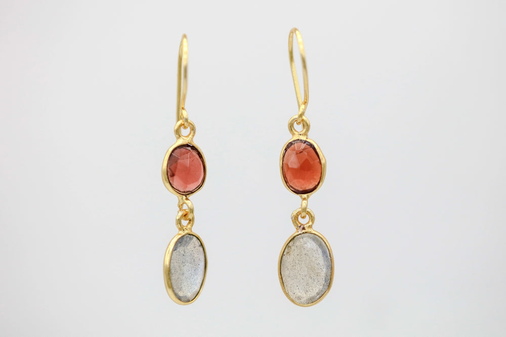 Garnet & Moonstone Drop Earrings by Made Design Jewelry